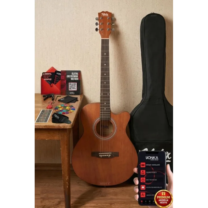 PHX-187 Masif Ağaç Akustik Gitar 4/4 Yetişkin Boy