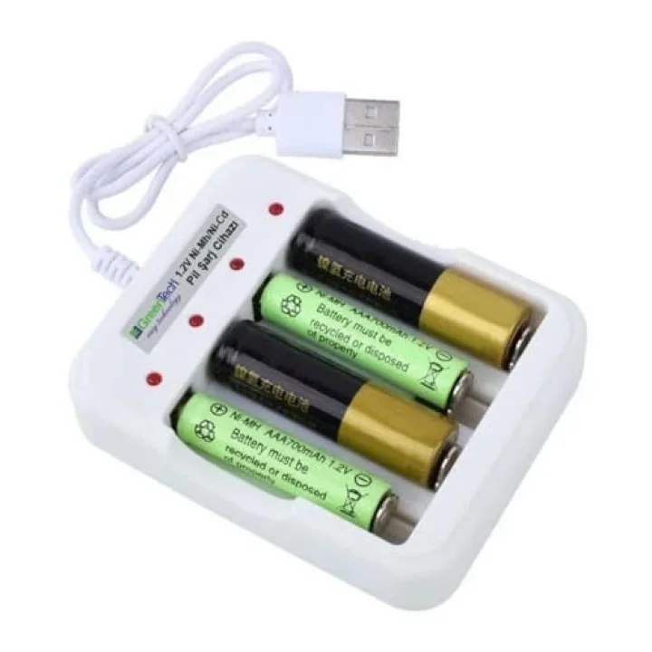 Pil Şarj Cihazı (Dört Yuvalı) - 1.2V Ni-Mh/Ni-Cd AA/AAA/GT-BC04