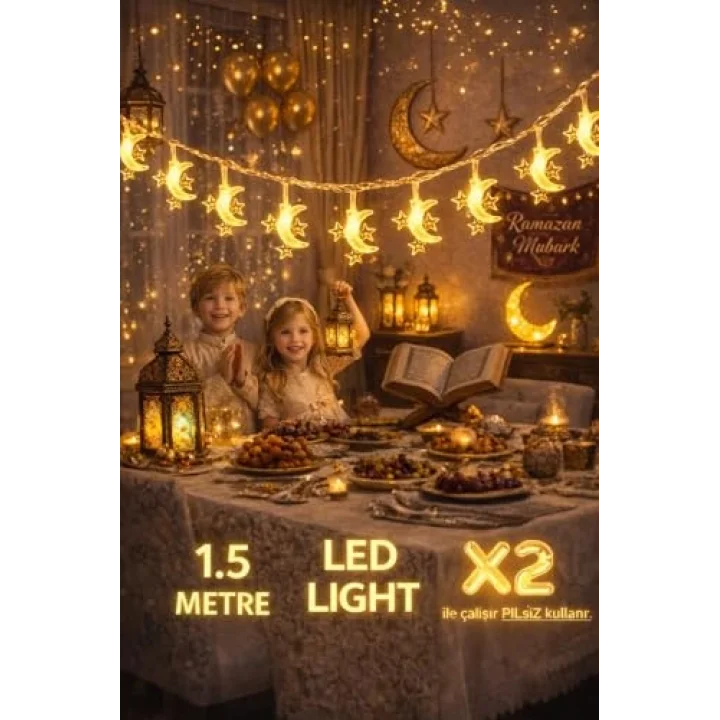 Pilli led ışık, Şerit led 1,5 Metre SARI Işıklar Peri Işıkları Aydınlatmalı Şerit Led led ışık şerit Led Işık 3 Yıldız 1 Ay