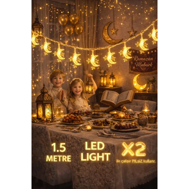 Pilli led ışık, Şerit led 1,5 Metre SARI Işıklar Peri Işıkları Aydınlatmalı Şerit Led led ışık şerit Led Işık 3 Yıldız 1 Ay