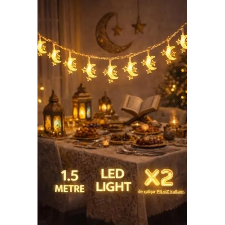 Pilli led ışık, Şerit led 1,5 Metre SARI Işıklar Peri Işıkları Aydınlatmalı Şerit Led led ışık şerit Led Işık 3 Yıldız 1 Ay