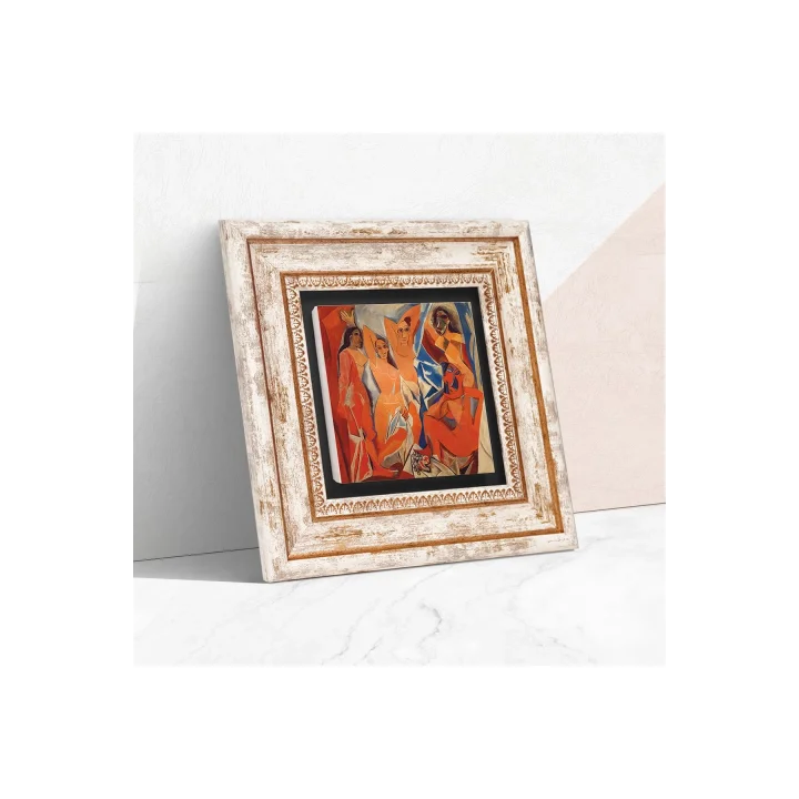 Pinecone Stone Picasso Avignonlu Kızlar Taş Duvar Tablosu - Çerçeveli Taş Tablo - Dekoratif Duvar Sanatı - Modern Ev ve Ofis Duvar Dekoru K1-302