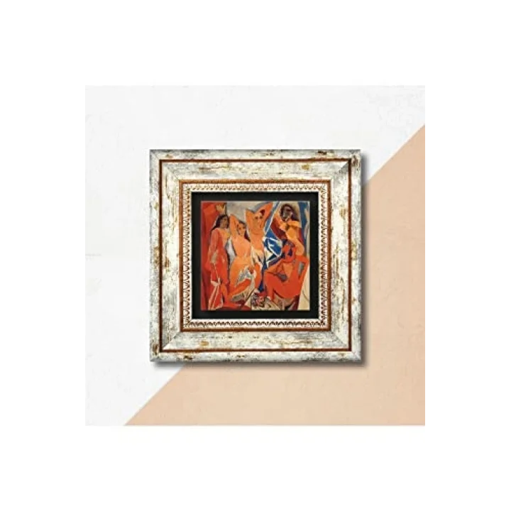Pinecone Stone Picasso Avignonlu Kızlar Taş Duvar Tablosu - Çerçeveli Taş Tablo - Dekoratif Duvar Sanatı - Modern Ev ve Ofis Duvar Dekoru K1-302