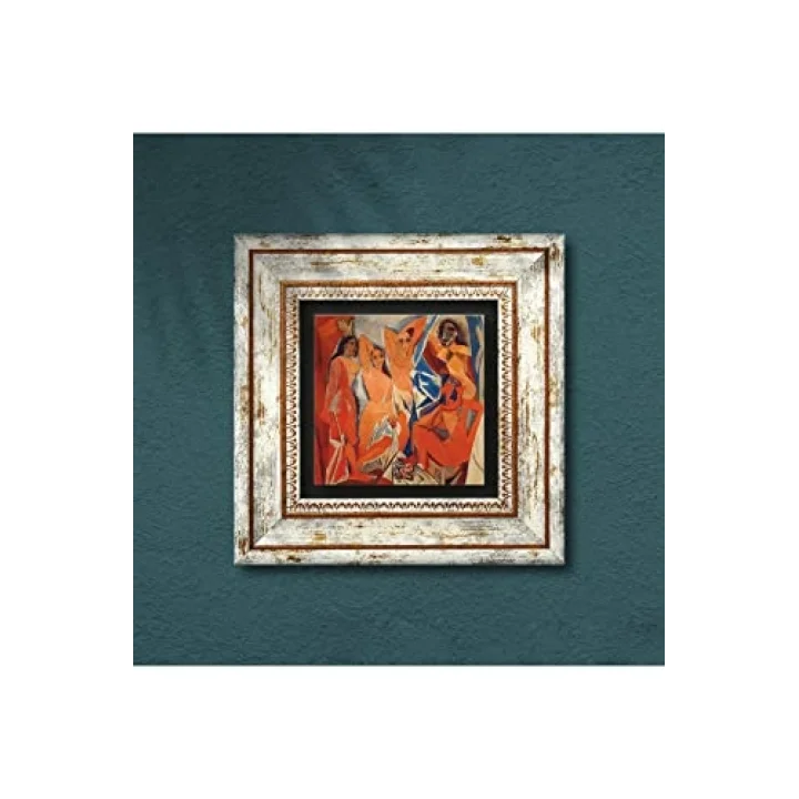 Pinecone Stone Picasso Avignonlu Kızlar Taş Duvar Tablosu - Çerçeveli Taş Tablo - Dekoratif Duvar Sanatı - Modern Ev ve Ofis Duvar Dekoru K1-302