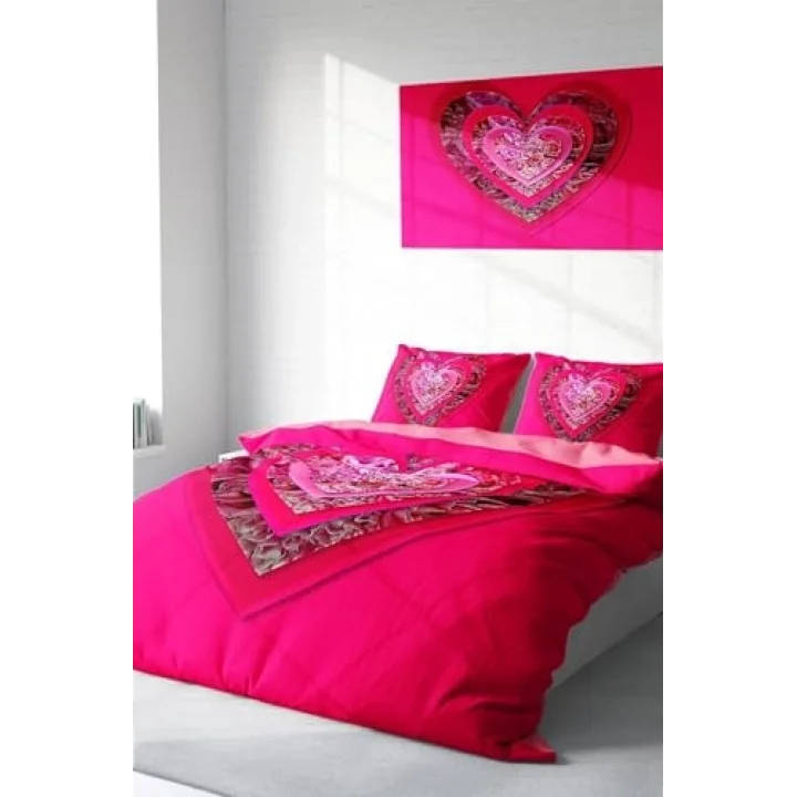 Pink Valentine 3D Çift Kişilik Nevresim Takımı, monohome9376