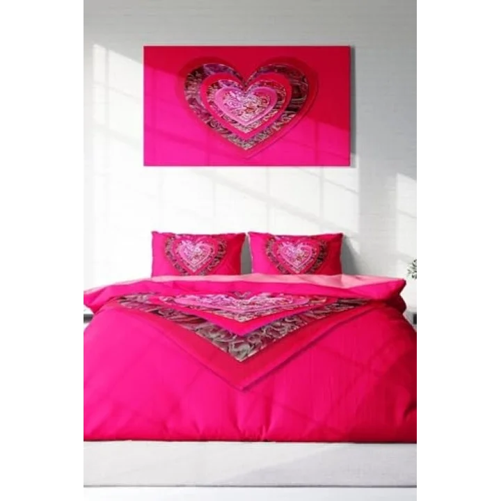 Pink Valentine 3D Çift Kişilik Nevresim Takımı, monohome9376