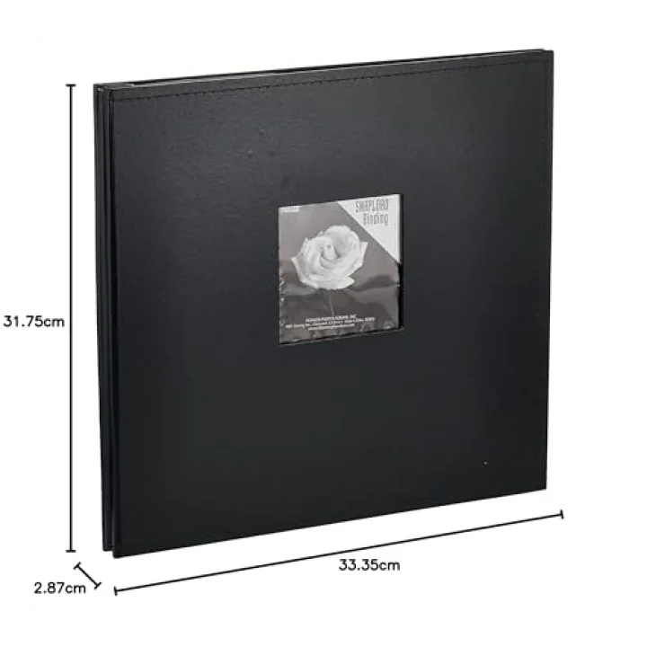 Pioneer 30cm by 30cm Snapload Sewn Leatherette Frame Cover Memory Book, Black