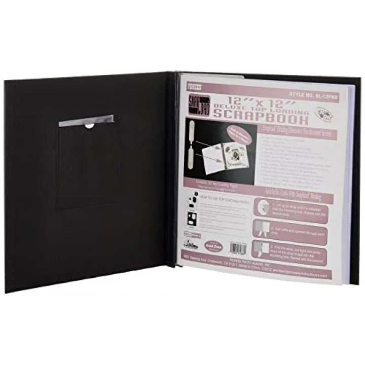 Pioneer 30cm by 30cm Snapload Sewn Leatherette Frame Cover Memory Book, Black
