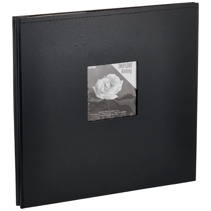 Pioneer 30cm by 30cm Snapload Sewn Leatherette Frame Cover Memory Book, Black