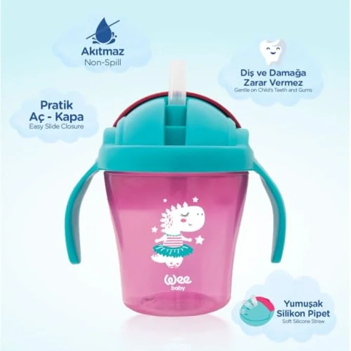 Pipetli Bardak 200 ml - PEMBE