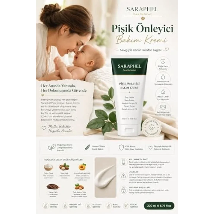 Pişik Önleyici Bebek Bakım Kremi 200 ml | Hassas Cilt Bakımı