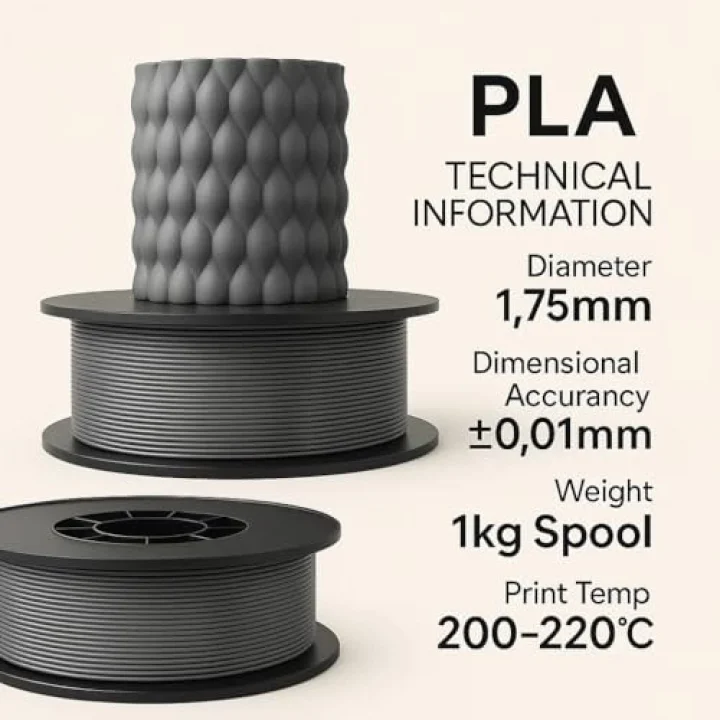 PLA+ Filament 1.75mm 1 Kg Gri