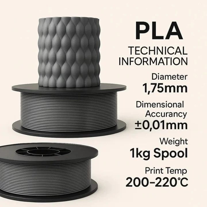 PLA+ Filament 1.75mm 1 Kg Gri
