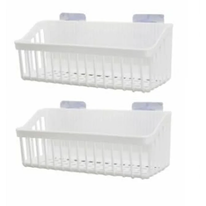 Plastik Banyo ve Mutfak Organizeri, Yapışkan Askılıklı, Beyaz, 2li Paket