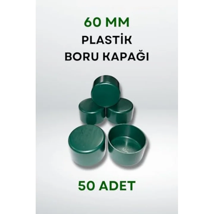 Plastik Boru Kapağı 60 MM (50 Adet) (Yeşil)