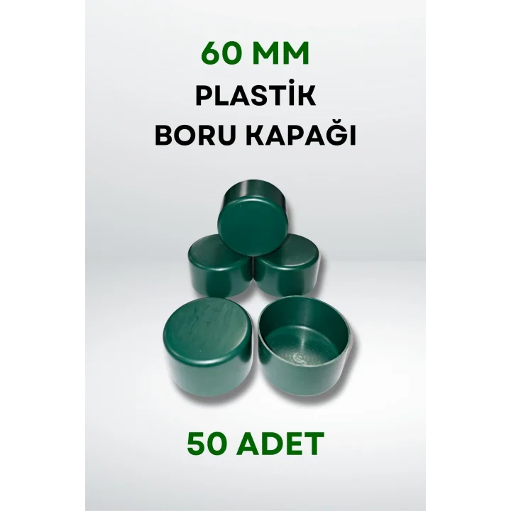 Plastik Boru Kapağı 60 MM (50 Adet) (Yeşil)