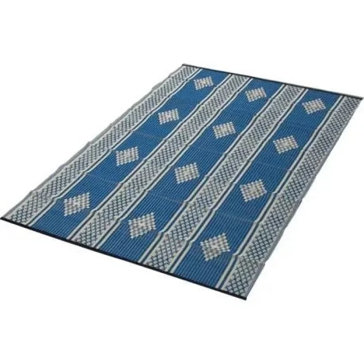 Plastik Hasır Kilim 1. Kalite - Çift Mekik Dokuma, Leke Tutmaz, Balkon Bahçe Kamp için Yer Hasırı Sergi Kilimi (Mavi, 180 x 270 CM)