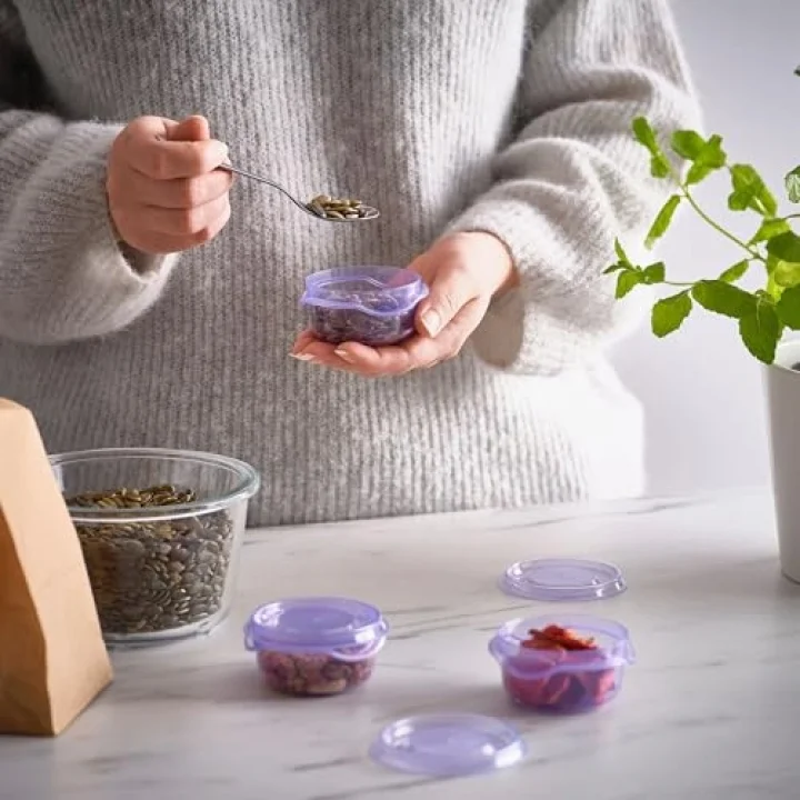 Plastik saklama kabı seti, lila, 70 ml, 3 parça