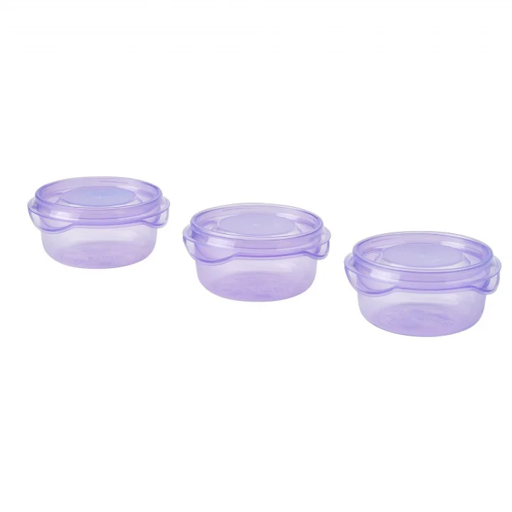 Plastik saklama kabı seti, lila, 70 ml, 3 parça