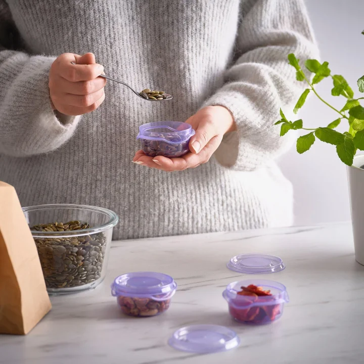 Plastik saklama kabı seti, lila, 70 ml, 3 parça
