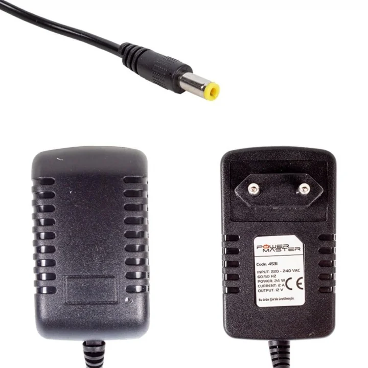 PM-4531 12 VOLT - 2 AMPER PLASTİK KASA PRİZ TİPİ ADAPTÖR 5.5 * 2.5 UÇ * MİNİ CİHAZ ADAPTÖRÜ