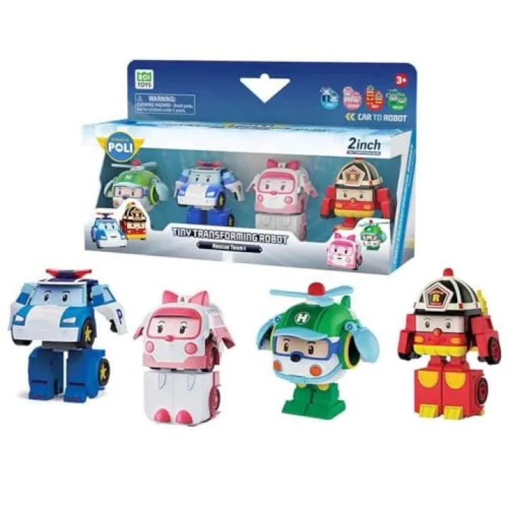 POLI MRT-674 Robocar Poli Mini Transforming Kasabanın Kurtarma Araçları 4lü Set