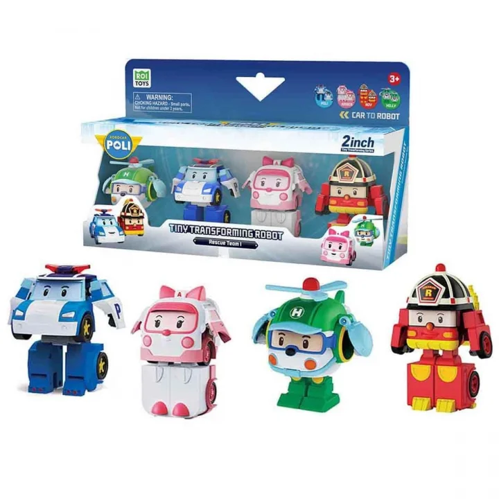 POLI MRT-674 Robocar Poli Mini Transforming Kasabanın Kurtarma Araçları 4lü Set
