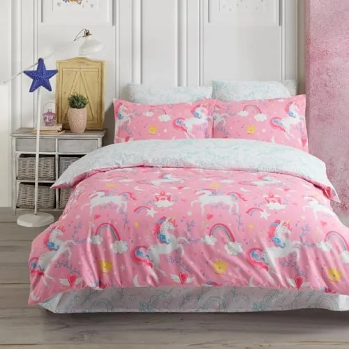 Pony |%100 Pamuklu Çift Kişilik Nevresim Takımı Pembe