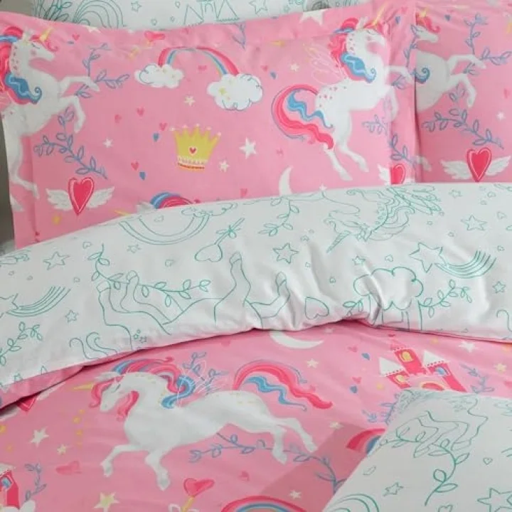 Pony |%100 Pamuklu Çift Kişilik Nevresim Takımı Pembe