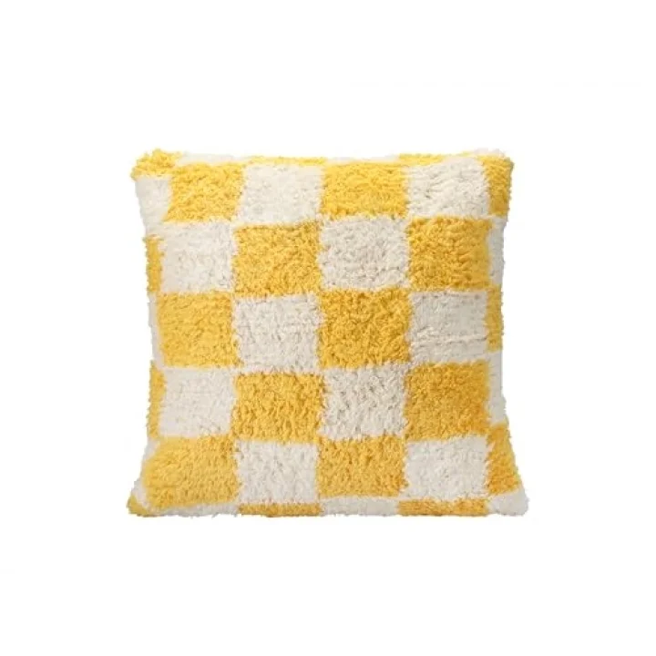 Pop Plaid Dokuma Yastık Sarı 45x45cm