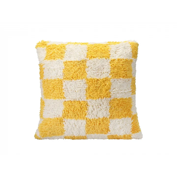 Pop Plaid Dokuma Yastık Sarı 45x45cm