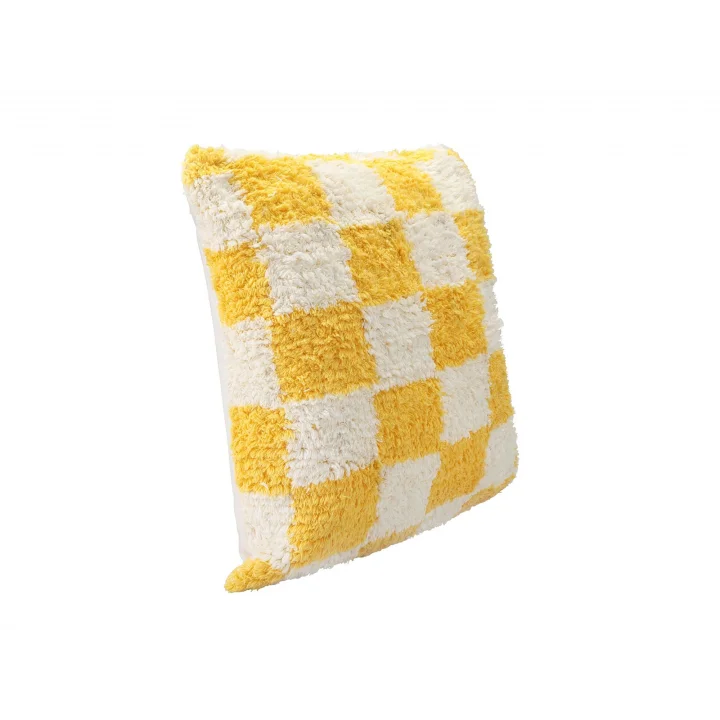 Pop Plaid Dokuma Yastık Sarı 45x45cm
