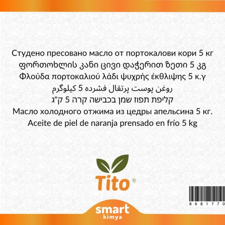 Portakal Kabuğu Soğuk Sıkım Yağı Citrus sinensis 5 kg