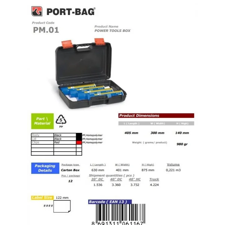 Mey İthalat® PortBag PM01 Matkap Çantası