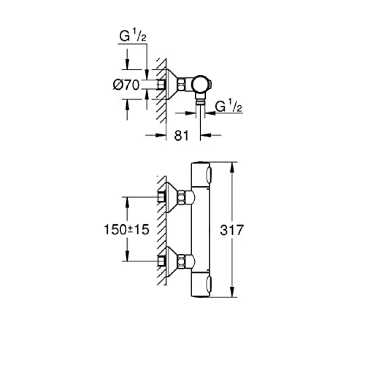 Precision Flow Termostatik Duş Bataryası, Su Tasarruflu, Krom, 34840000