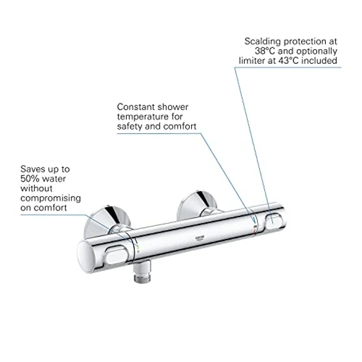 Precision Flow Termostatik Duş Bataryası, Su Tasarruflu, Krom, 34840000