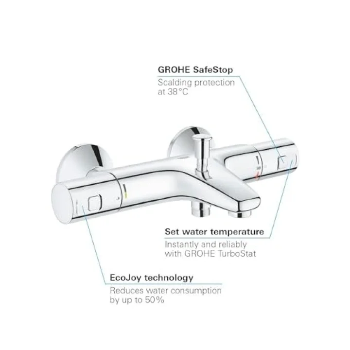 Precision Start Termostatik Banyo Bataryası, Su Tasarruflu, Krom, 34598000