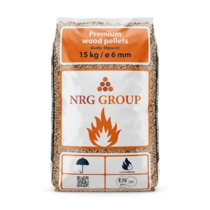 Premium Doğal Çam Peleti, ENplus A1 Kalite,%100 Çam, 6 mm, 15 kg