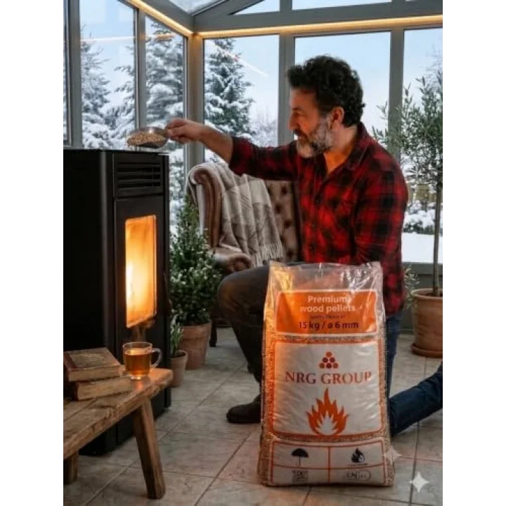 Premium Doğal Çam Peleti, ENplus A1 Kalite,%100 Çam, 6 mm, 15 kg