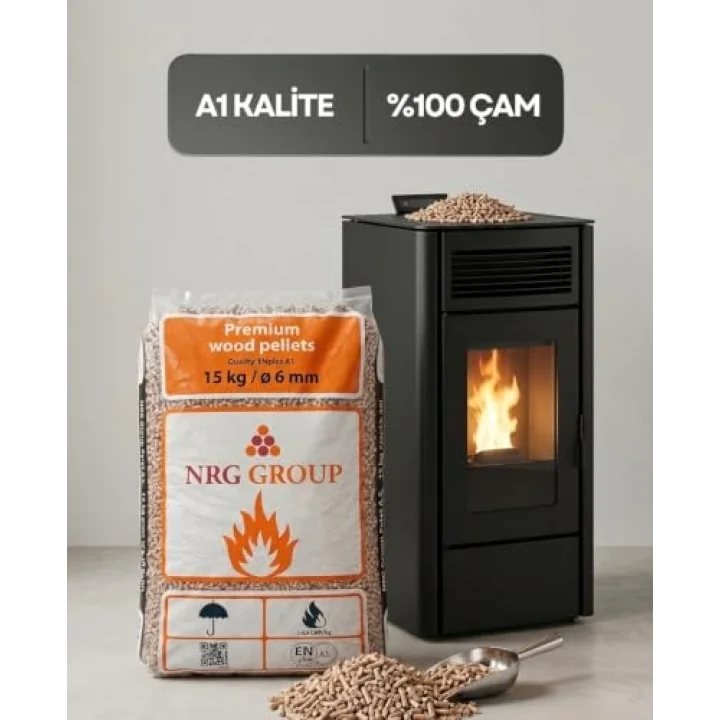 Premium Doğal Çam Peleti, ENplus A1 Kalite,%100 Çam, 6 mm, 15 kg