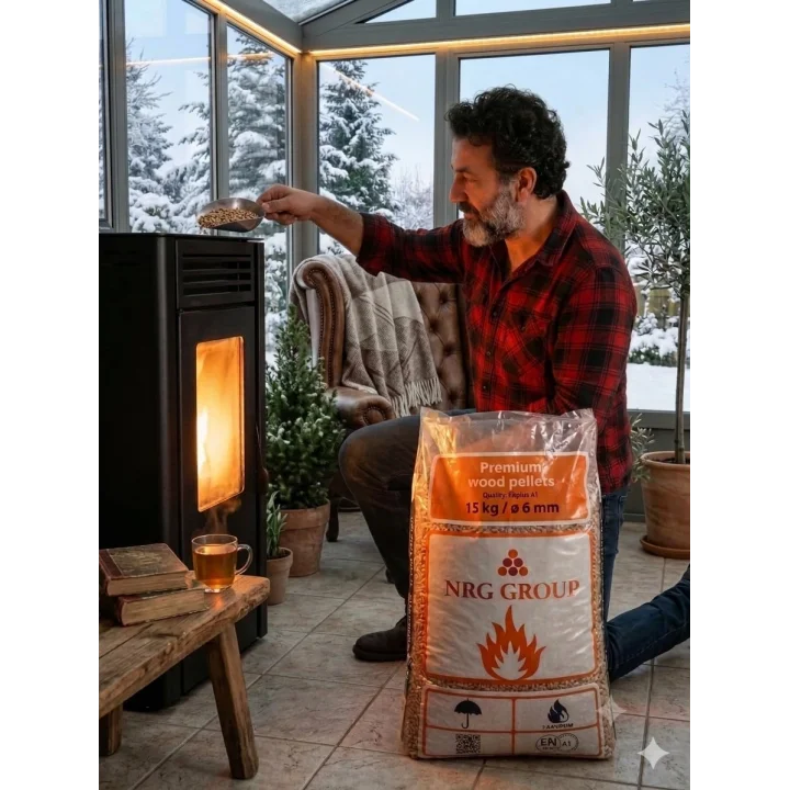 Premium Doğal Çam Peleti, ENplus A1 Kalite,%100 Çam, 6 mm, 15 kg