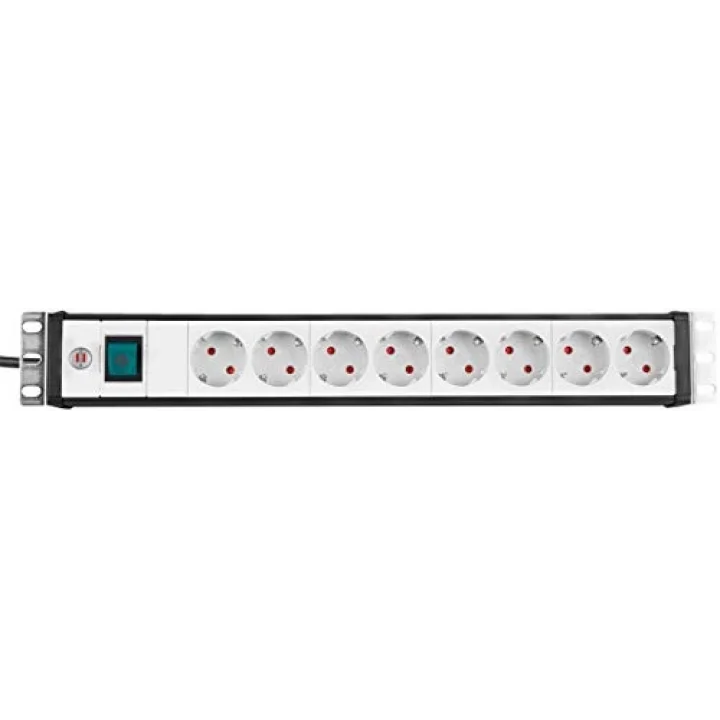 Premium-Line, çoklu priz 8 kat – 19  format için ideal Serverschraenke (şalter ve 3 m kablo) renk: Açık gri/siyah