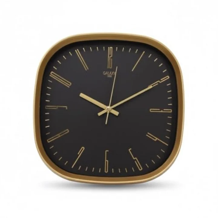 Premium Serisi ABS Kasa Duvar Saati Oval 30 CM Gold-Siyah Klasik Kadran