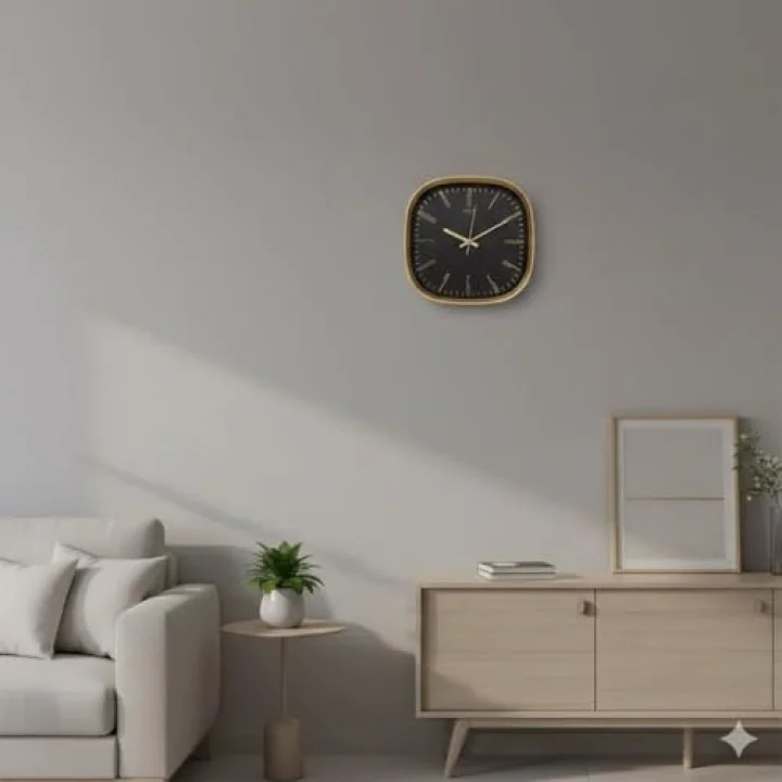 Premium Serisi ABS Kasa Duvar Saati Oval 30 CM Gold-Siyah Klasik Kadran