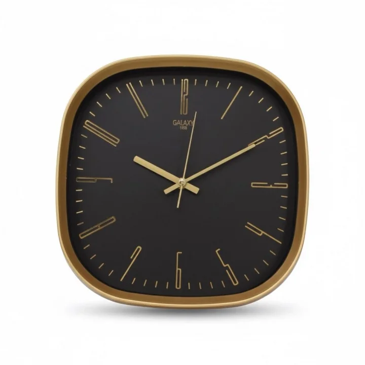 Premium Serisi ABS Kasa Duvar Saati Oval 30 CM Gold-Siyah Klasik Kadran