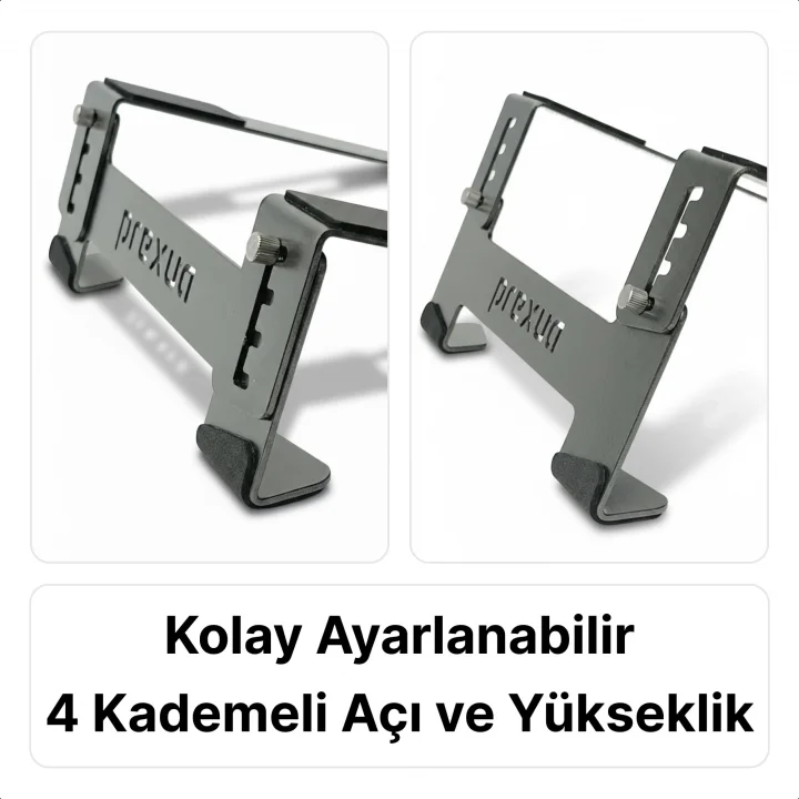 Prexua Stepper Laptop Standı - Notebook Yükseltici Altlık - Metal - Siyah - STP4025 (Siyah, Medium)