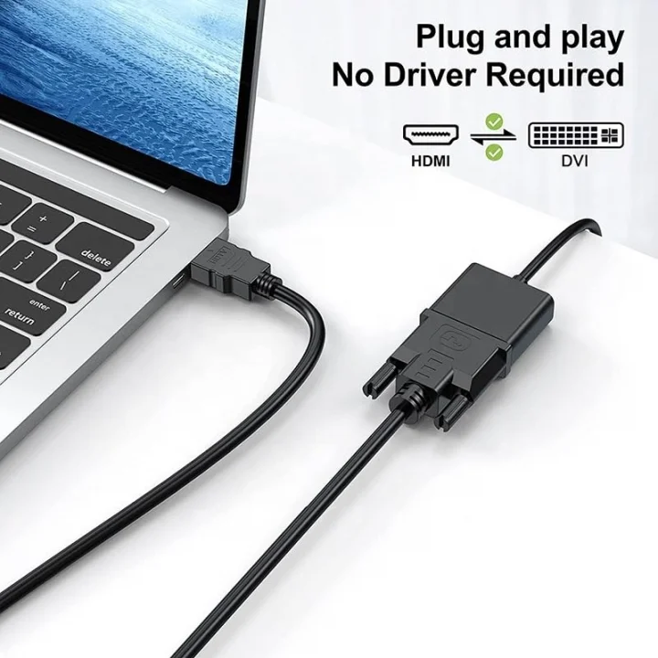 PrimeX PX-4106 Molex 2 Metre Dvi to Hdmi Kablo, HDMI to DVI Çift Yönlü Görüntü Aktarım Kablosu, 1080P Full HD DVI HDMI Erkek-Erkek Monitör TV Projeksiyon PC Ekran Kartı Bağlantı Kablosu, Altın Uçlu