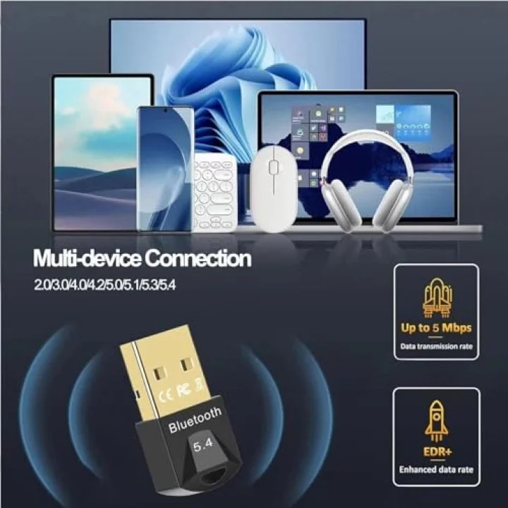 PrimeX PX-BTU54 Bluetooth 5.4 Nano USB Adaptör, PC Notebook Laptop İçin Mini Bluetooth V5.4 Dongle, Kulaklık Hoparlör Klavye Mouse Gamepad Bağlantı Adaptörü, Windows 11/10 Uyumlu