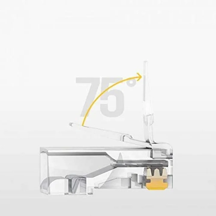 PrimeX PX-COB8P RJ45 Jack, 100’lü Paket UTP Ethernet Konnektör, 8P8C Network LAN Kablo Ucu, İnternet Kablosu Sonlandırma Plug, Modem Router Switch Patch Panel Kamera Sistemi Bağlantı Jakı