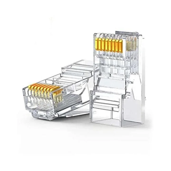 PrimeX PX-COB8P RJ45 Jack, 100’lü Paket UTP Ethernet Konnektör, 8P8C Network LAN Kablo Ucu, İnternet Kablosu Sonlandırma Plug, Modem Router Switch Patch Panel Kamera Sistemi Bağlantı Jakı